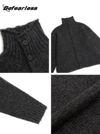 Marled High-Neck Boxy Knit Cardigan WN26367