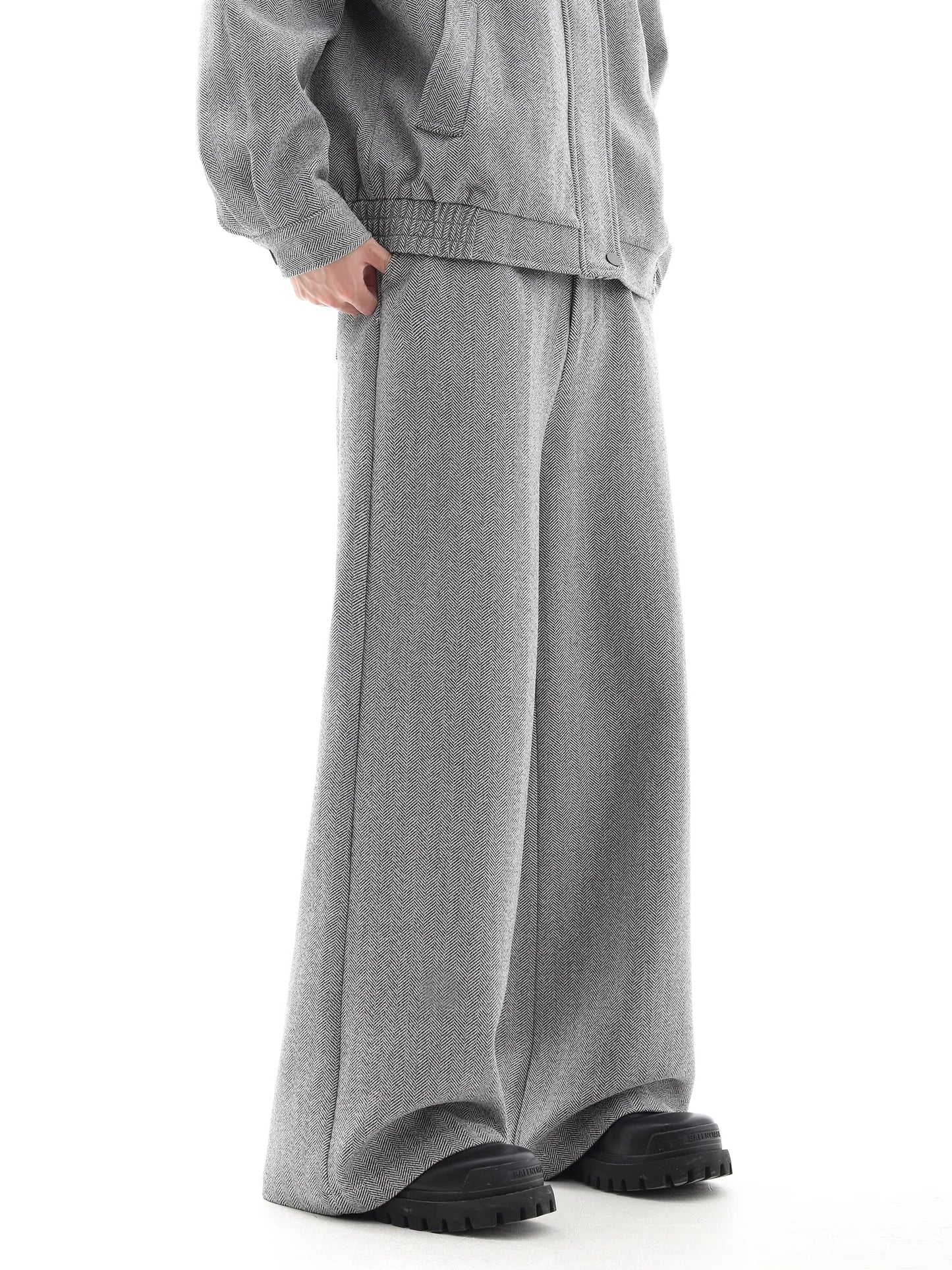 Thick Woolen Wide-Leg Straight Trousers WN10296