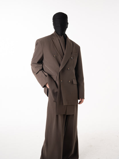 Double-Breasted Tailored Jacket & Wide Leg Trousers Setup WN23619