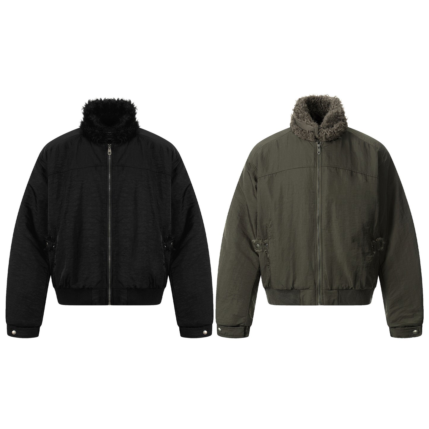 Fake Fur Collar Zipper Short Puffer Jacket WN21861