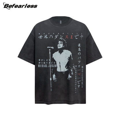 Washed Singer Graphic Oversize Short Sleeve T-Shirt WN26377