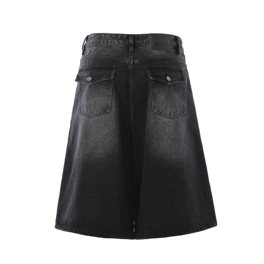 Denim Wash Wide Leg Half Pants WN25644