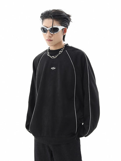 Reflective Suede Oversize Pullover Sweatshirt WN10408