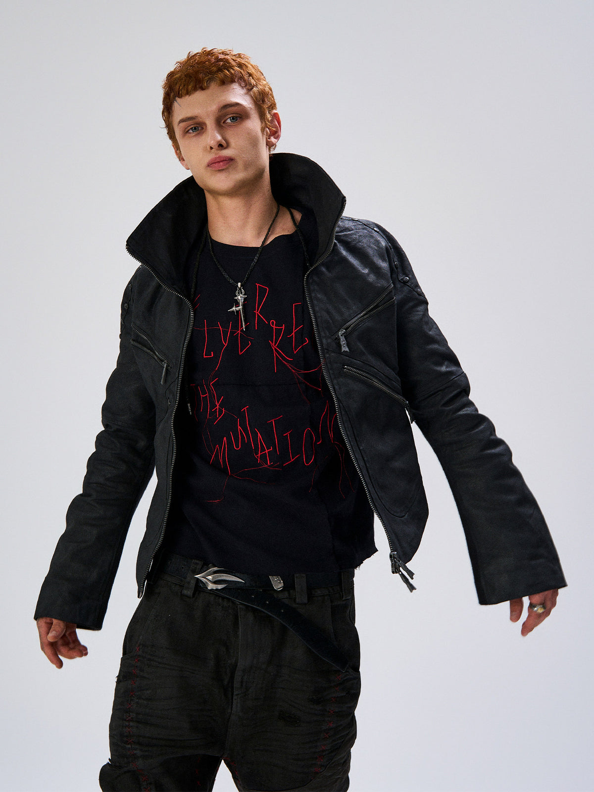 Stand Neck Wax Coating Oversize Jacket WN27446