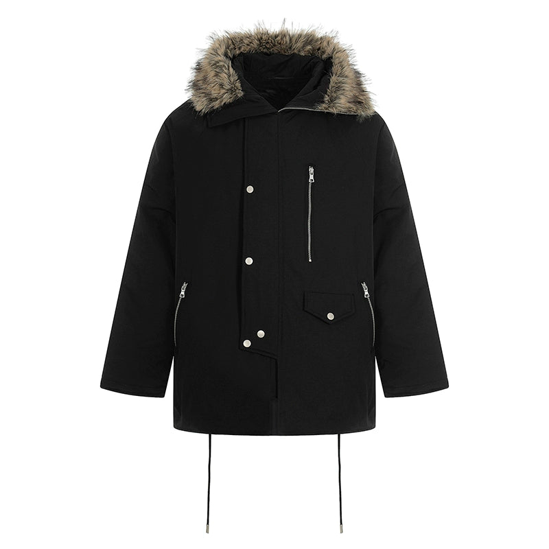 Fake Fur-Collar Pockets Design Warm Coat WN22100