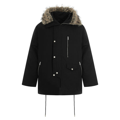 Fake Fur-Collar Pockets Design Warm Coat WN22100