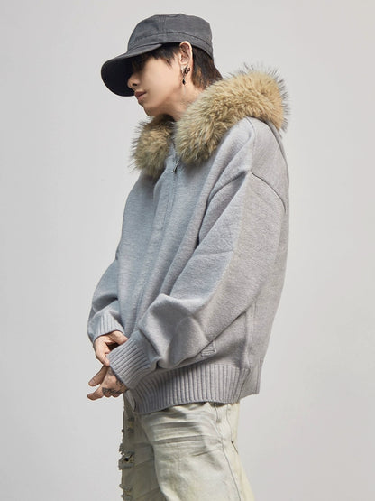Zip-Up Oversize Fake Far Hoodie WN21178