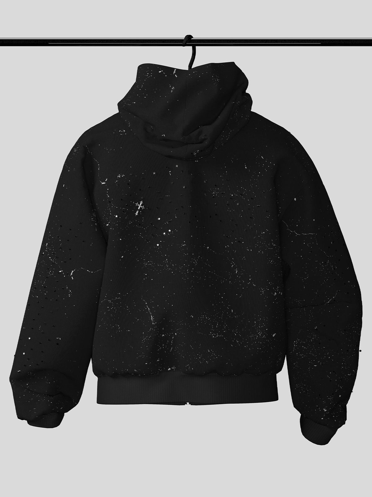 Oversize Cross Print Zipper Hoodie WN27126