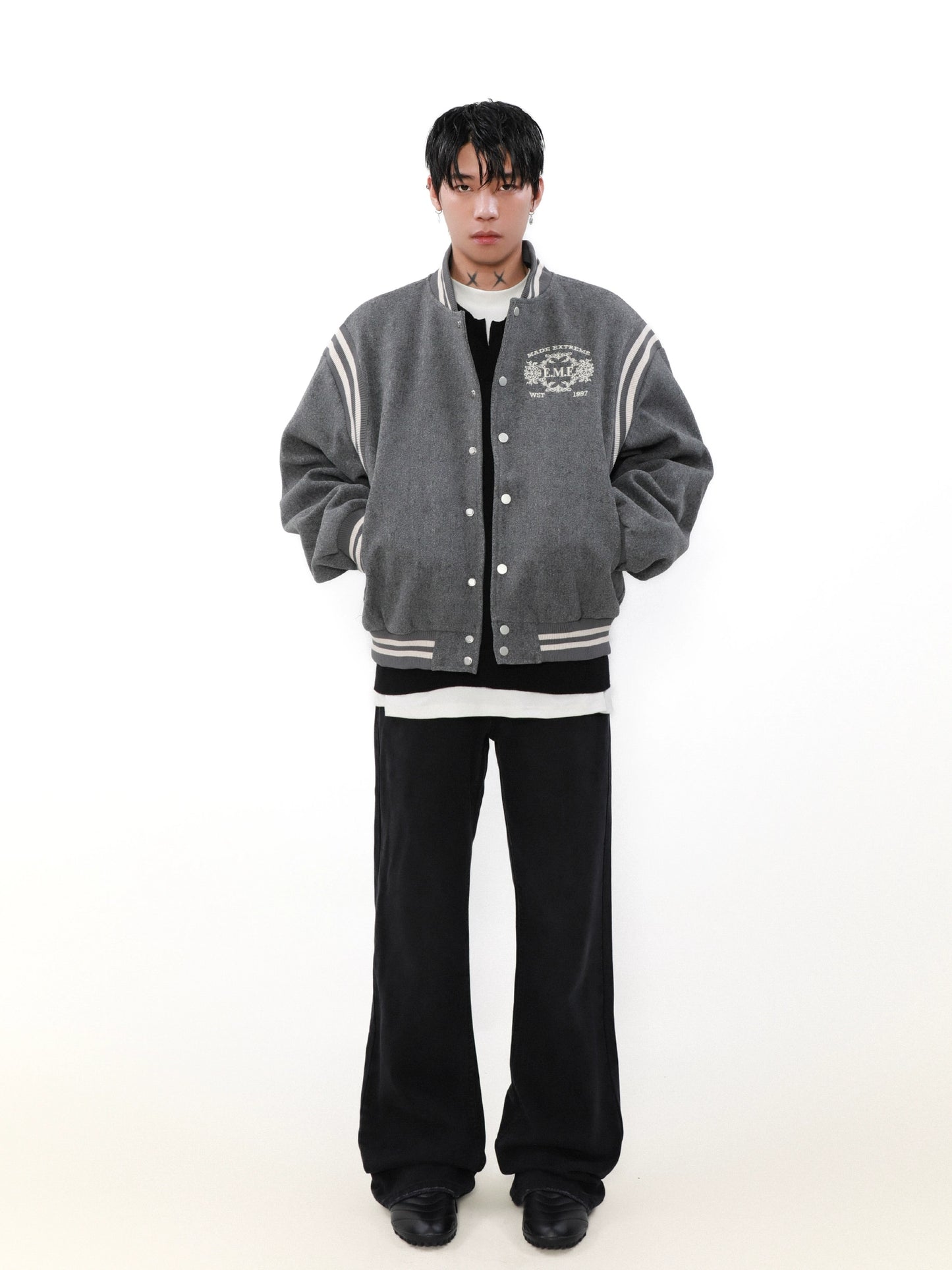 Emblem Embroidery Baseball Jacket  WN8297