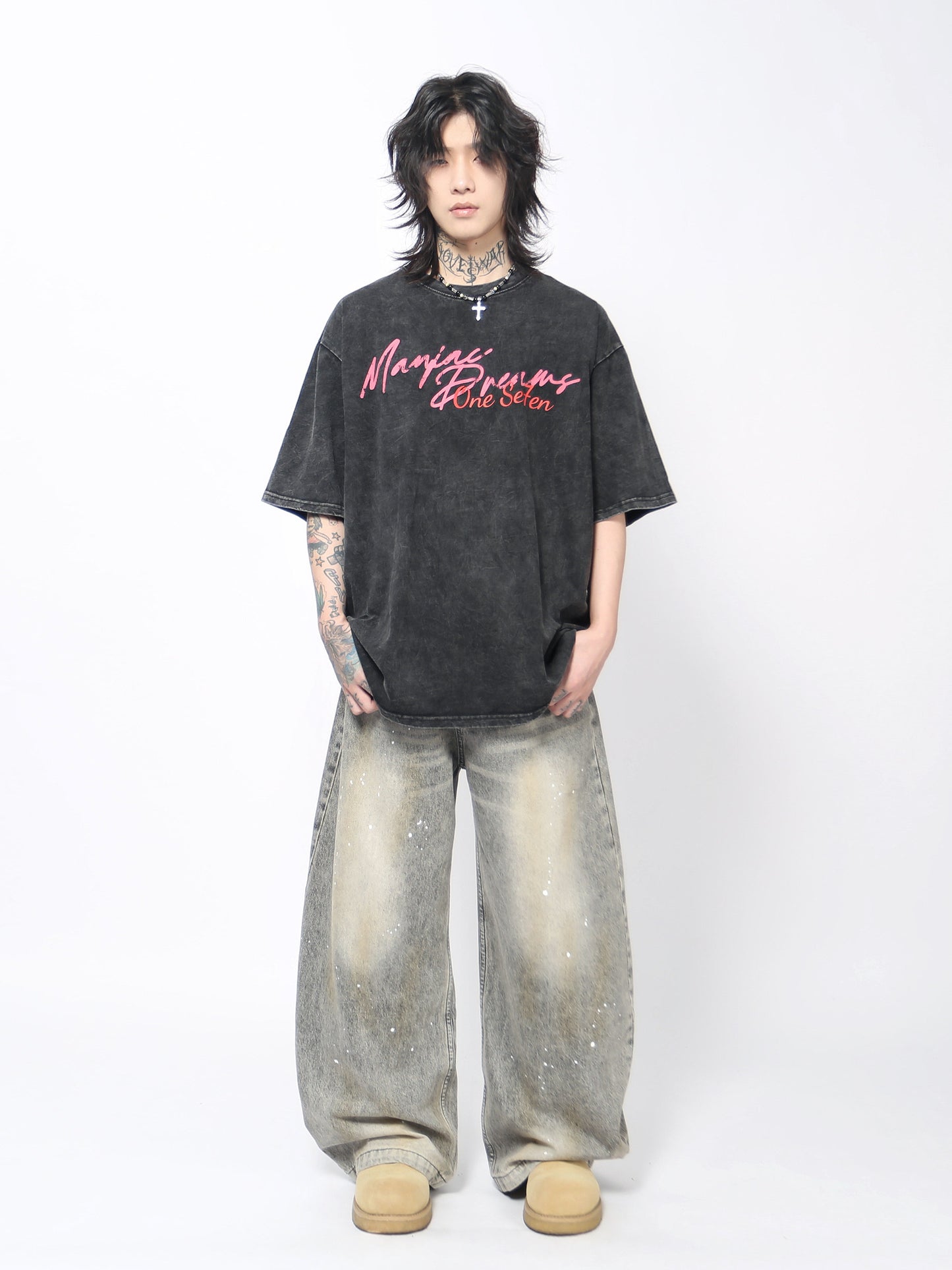 Washed Horse Graphic Print Oversize Short Sleeve T-Shirt WN24491