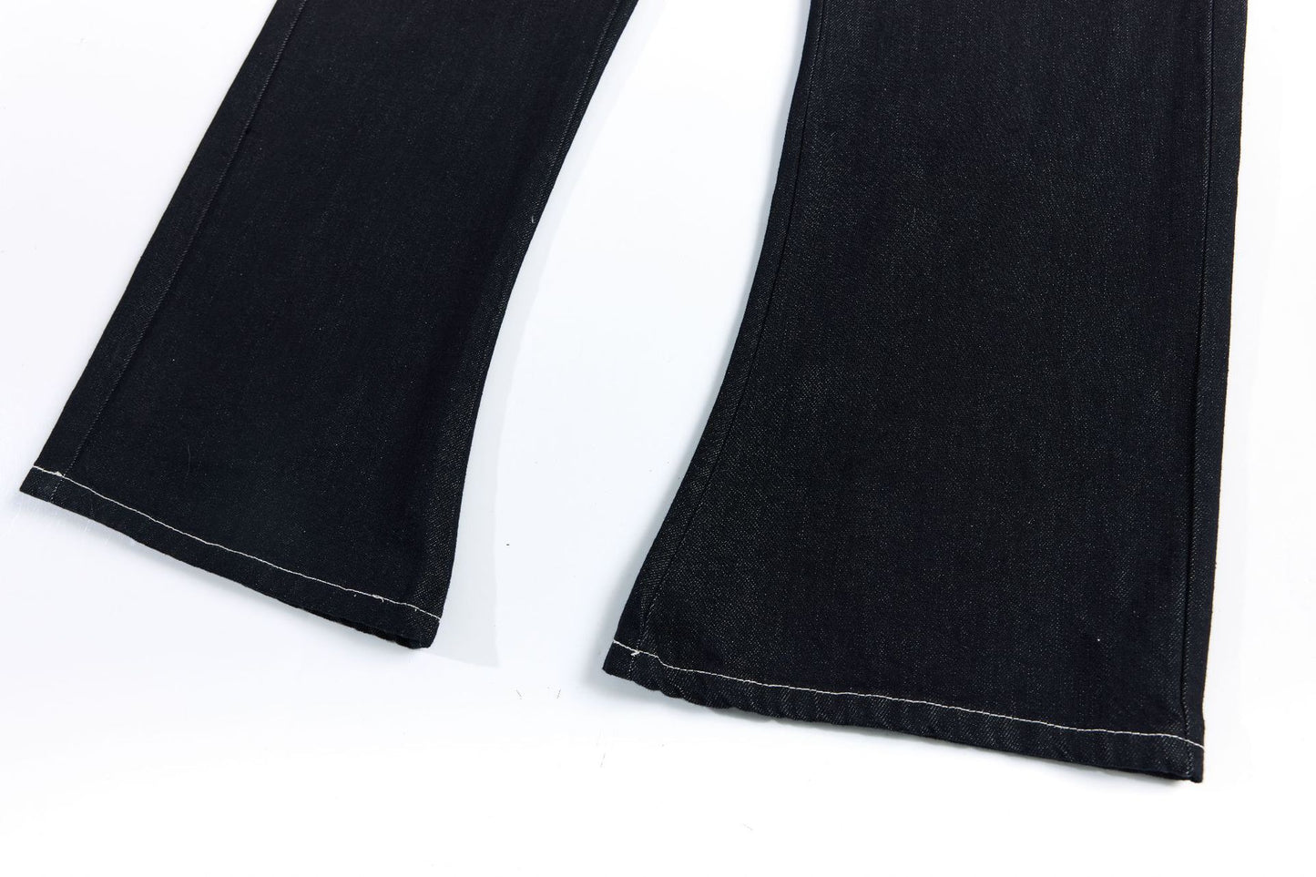 Color Block Embroidery Wide Leg Curved Denim Jeans WN25864