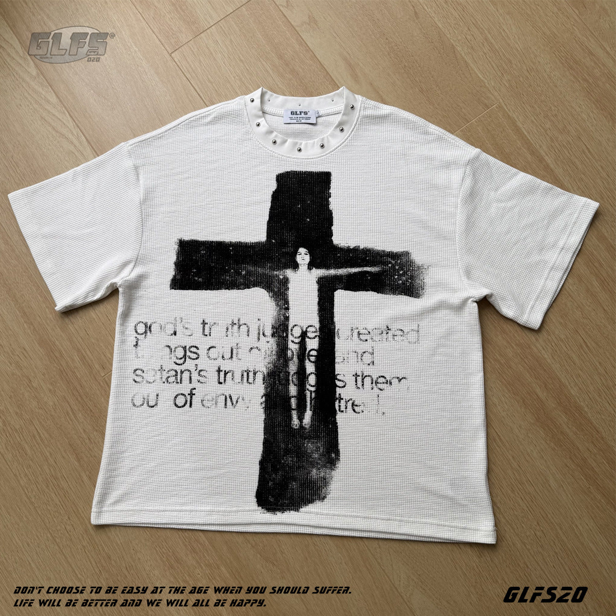 Studs Design Cross Art Print Short Sleeve T-Shirt WN26574