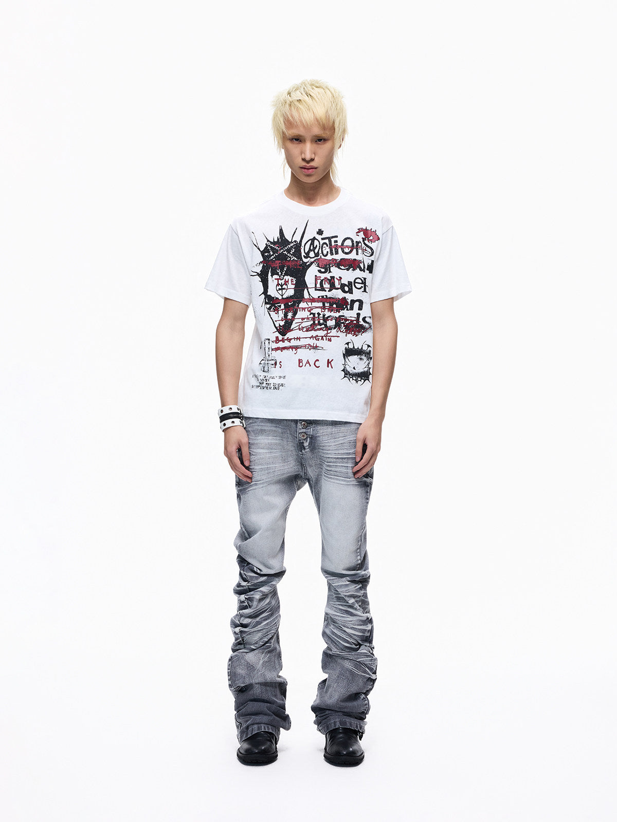 Graffiti Graphic Print Cropped Short Sleeve T-Shirt WN27374