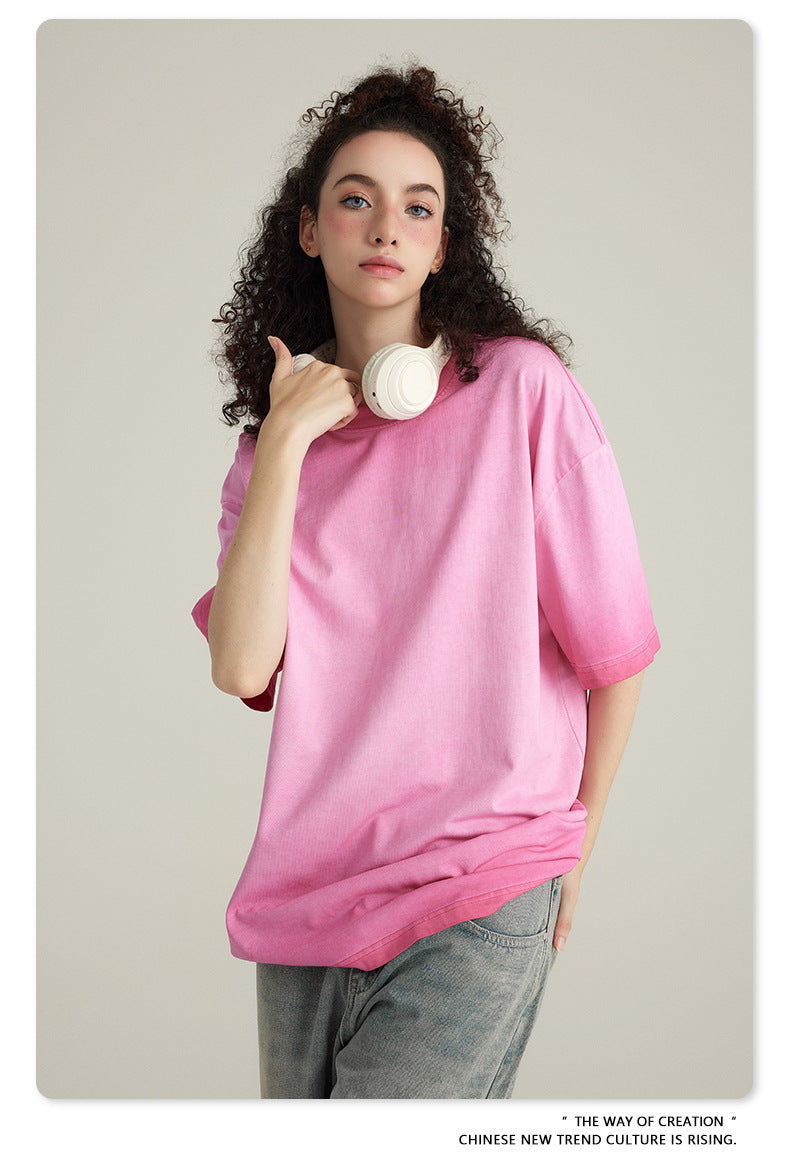 Washed Gradient Pure Cotton Sleeveless T-Shirt WN6075