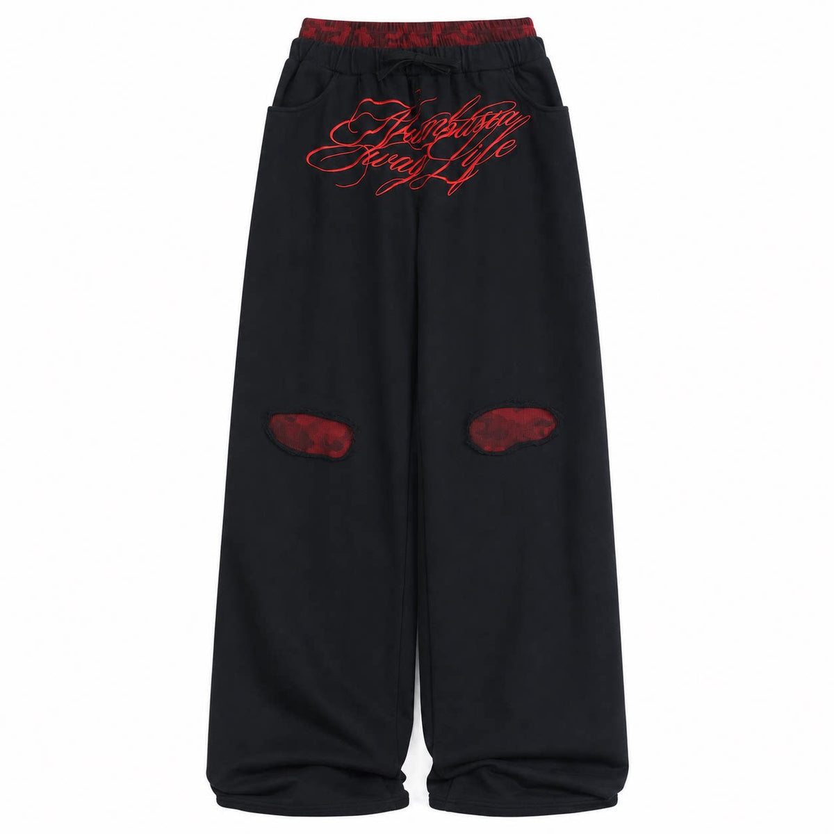 Double Waist Letter Print Wide Leg Sweatpants WN27228