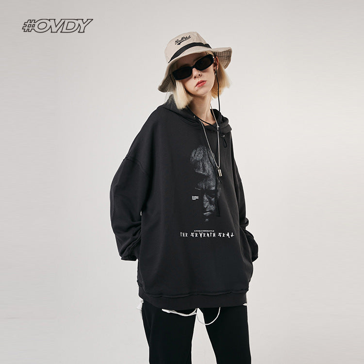 Graphic Print Oversize Pullover Hoodie WN12451