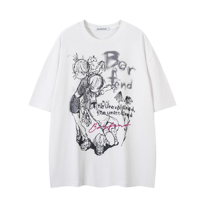Illustration Graffiti Letter Short Sleeve T-Shirt WN25430
