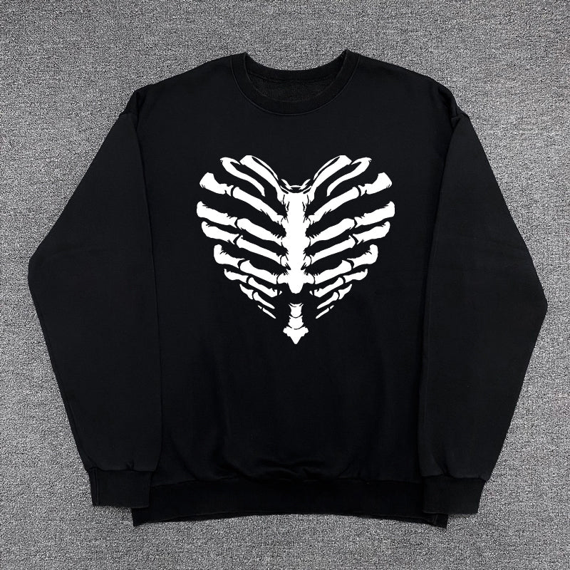 Skeleton Print Oversize Sweatshirt WN15789