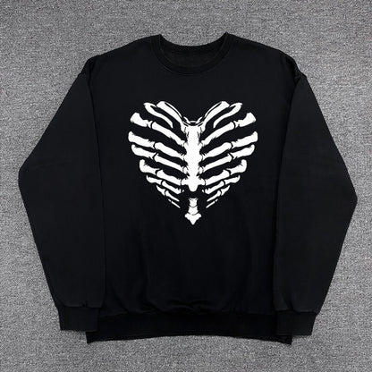 Skeleton Print Oversize Sweatshirt WN15789
