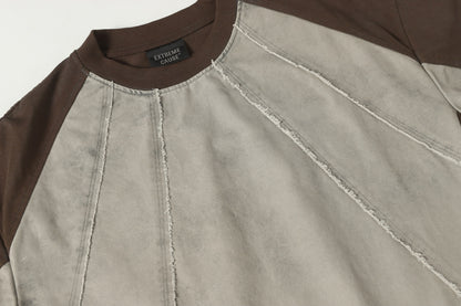 Washed Raw-Edge Splice Short Sleeve T-Shirt WN25743