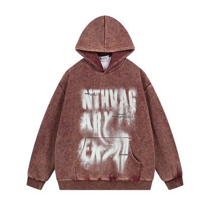 Washed Letter Print Oversize Hoodie WN11550
