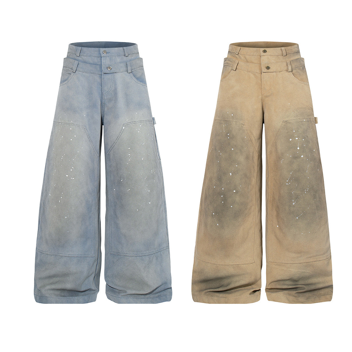 Paint Splatter Wash Wide Leg Pants WN23593