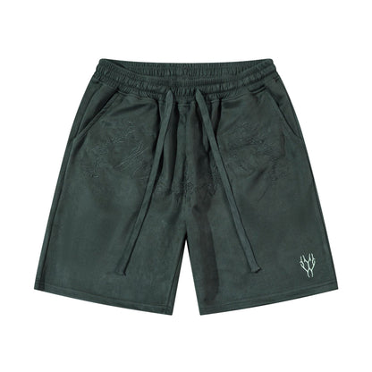 Suede Embroidery Wide Leg Half Pants WN16205