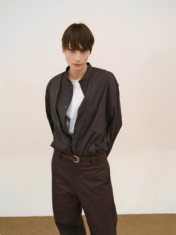 Fake Layered Half Hight Neck Long Sleeve Shirt WN21478