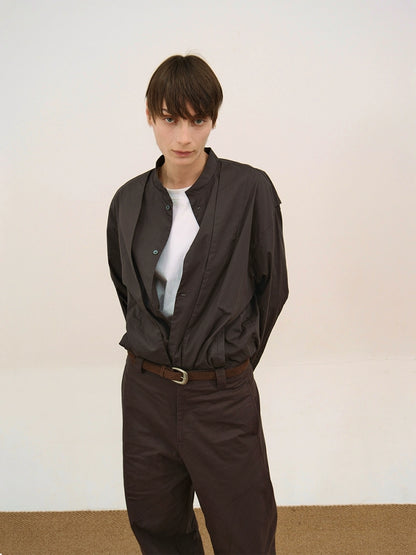 Fake Layered Half Hight Neck Long Sleeve Shirt WN21478