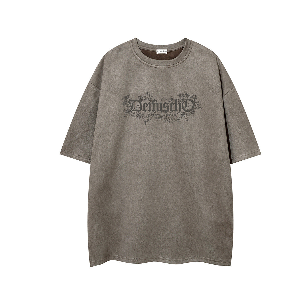 Suede Letter Print Short Sleeve T-Shirt WN25619