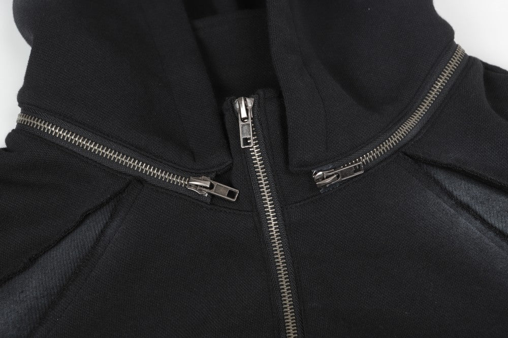 Tie-Dye Contrast Panel Half-Zip Hoodie WN28052