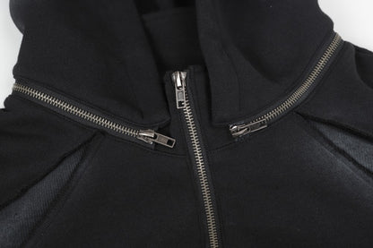 Tie-Dye Contrast Panel Half-Zip Hoodie WN28052