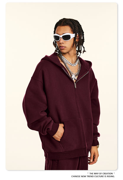 Fleece Lining Oversize Washed Zipper Hoodie WN9943