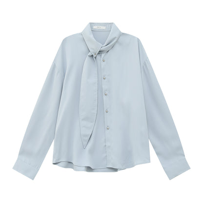 Tie Design Oversize Long Sleeve Shirt WN24944