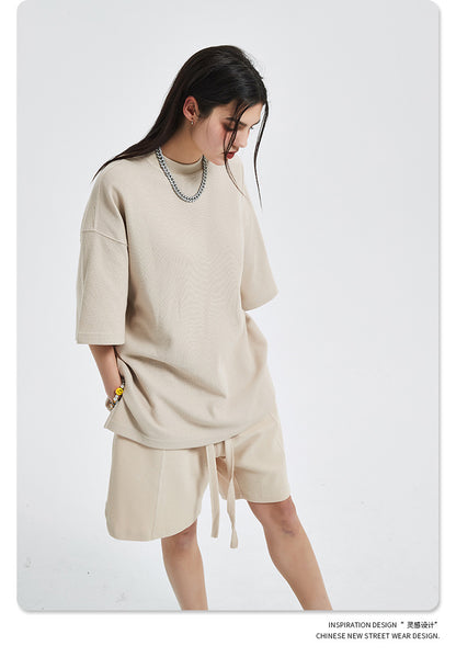 Oversize Waffle Short-sleeve T-shirt & Waffle Short Pants Setup WN6627