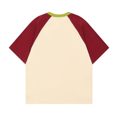 Contrast Raglan Sleeve Cotton Oversize Short Sleeve T-Shirt WN26834