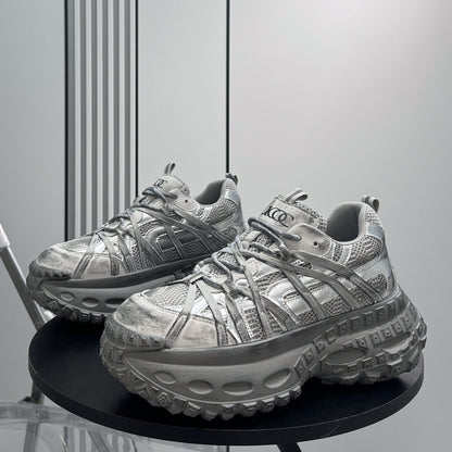 Metallic Mesh Strap Chunky Sole Sneakers WN24615