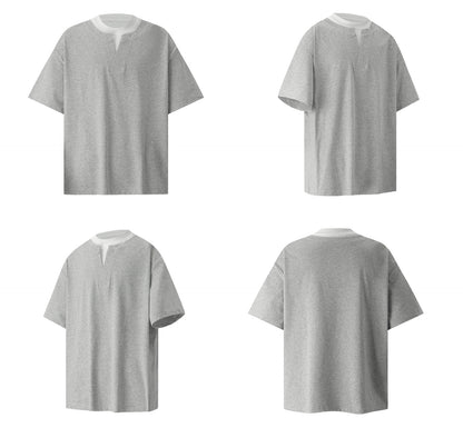 Double-Collar Fake Layered Short Sleeve T-Shirt WN26319