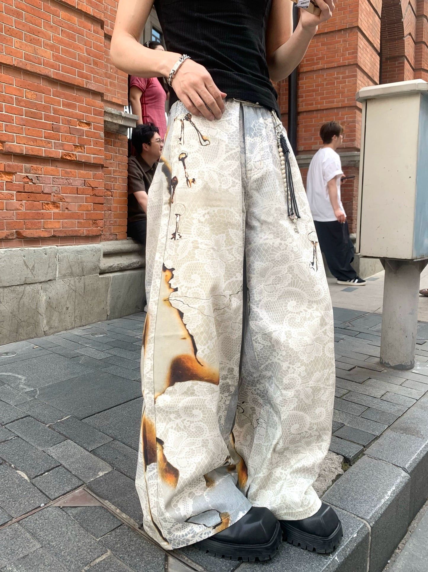 Lace Print Wide Leg Pants WN19843