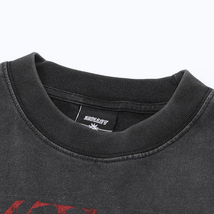 Washed Dirty Dye Graphic Print Long Sleeve T-Shirt WN25719