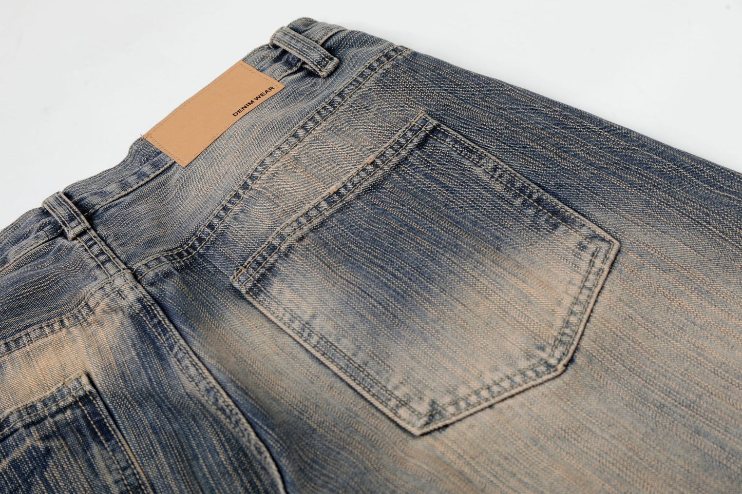 Washed Whisker Wide Leg Denim Jeans WN26132