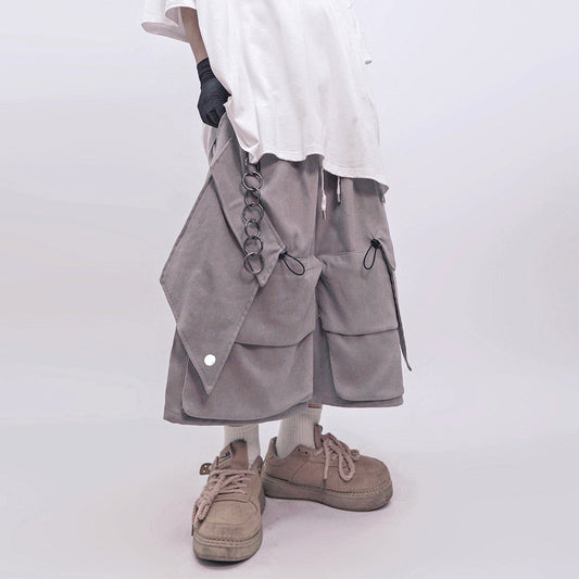 Multi Pocket Wide Leg Cargo Half Pants WN23986