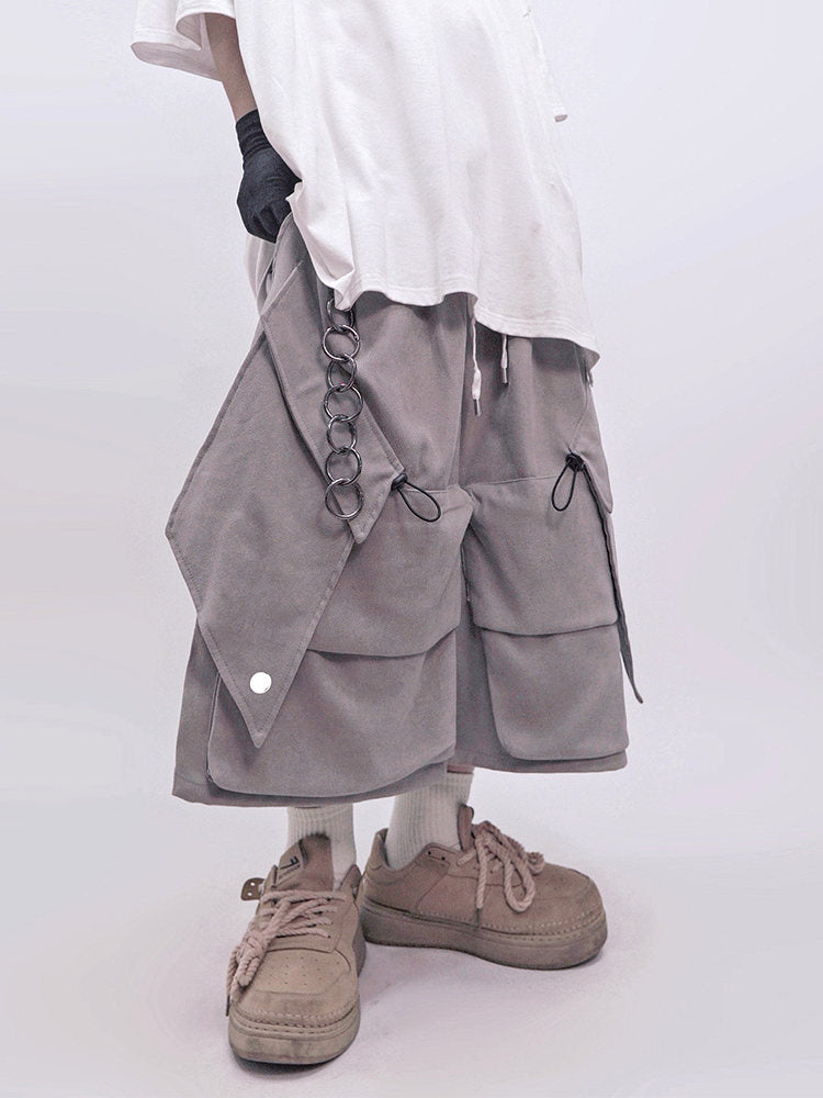 Multi Pocket Wide Leg Cargo Half Pants WN23986