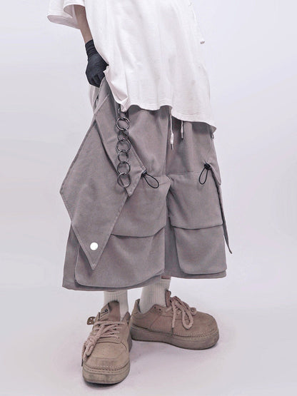 Multi Pocket Wide Leg Cargo Half Pants WN23986