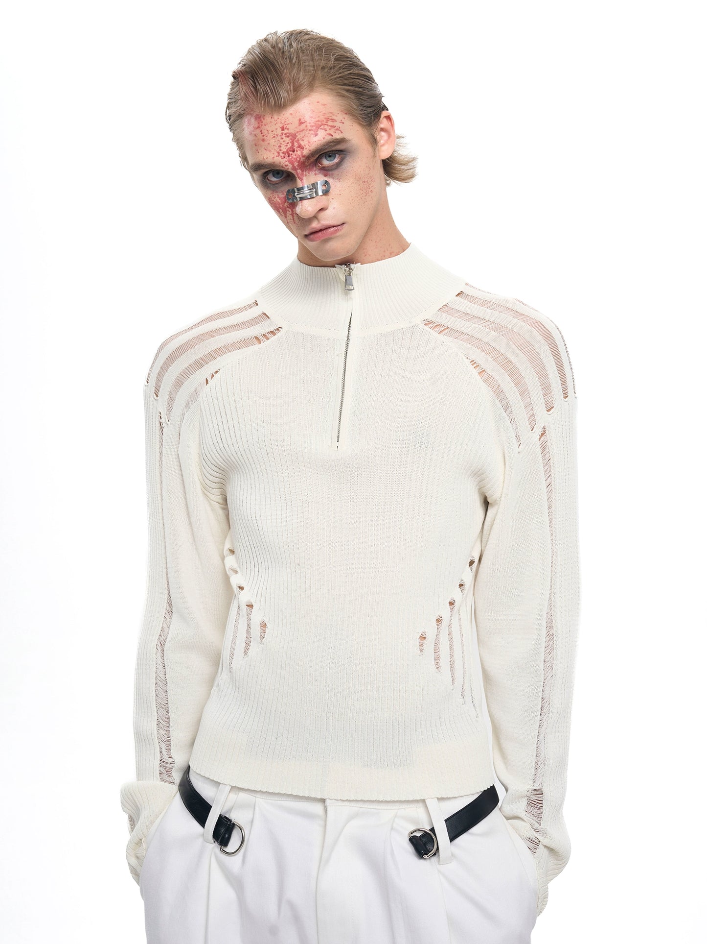 See-Through High-Neck Knit Sweater WN20386