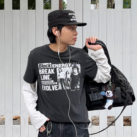 Graphic Print Washed Short Sleeve T-Shirt WN24366