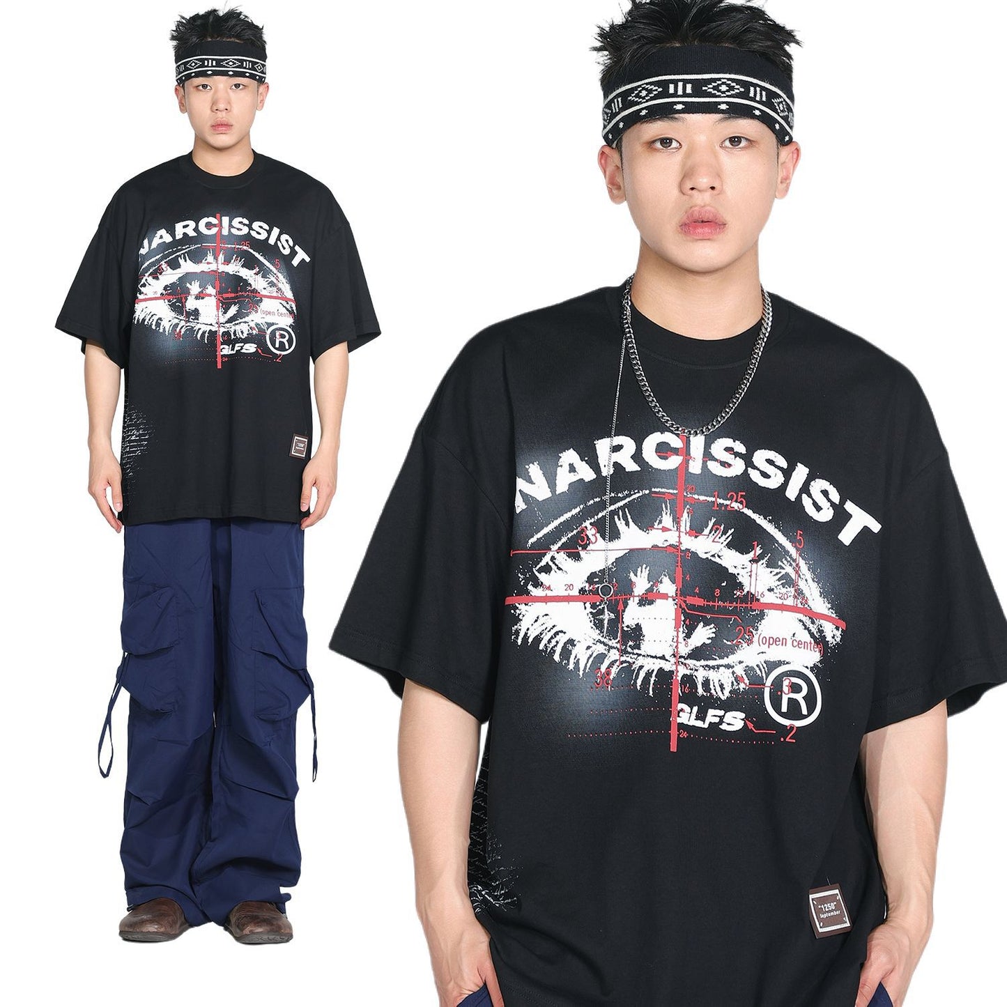 Eye Graphic Letter Print Short Sleeve T-Shirt WN26022