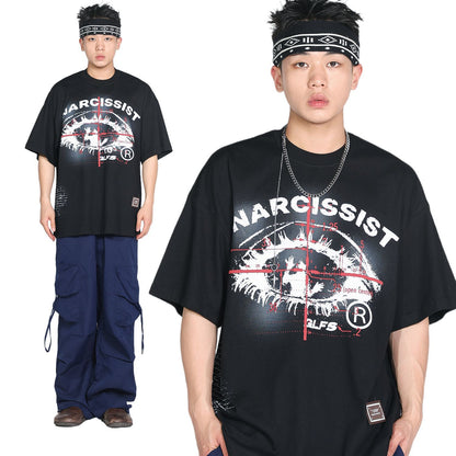 Eye Graphic Letter Print Short Sleeve T-Shirt WN26022