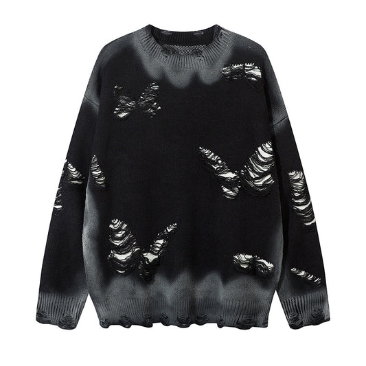 Tie-Dye Butterfly Design Knit Sweater WN11411