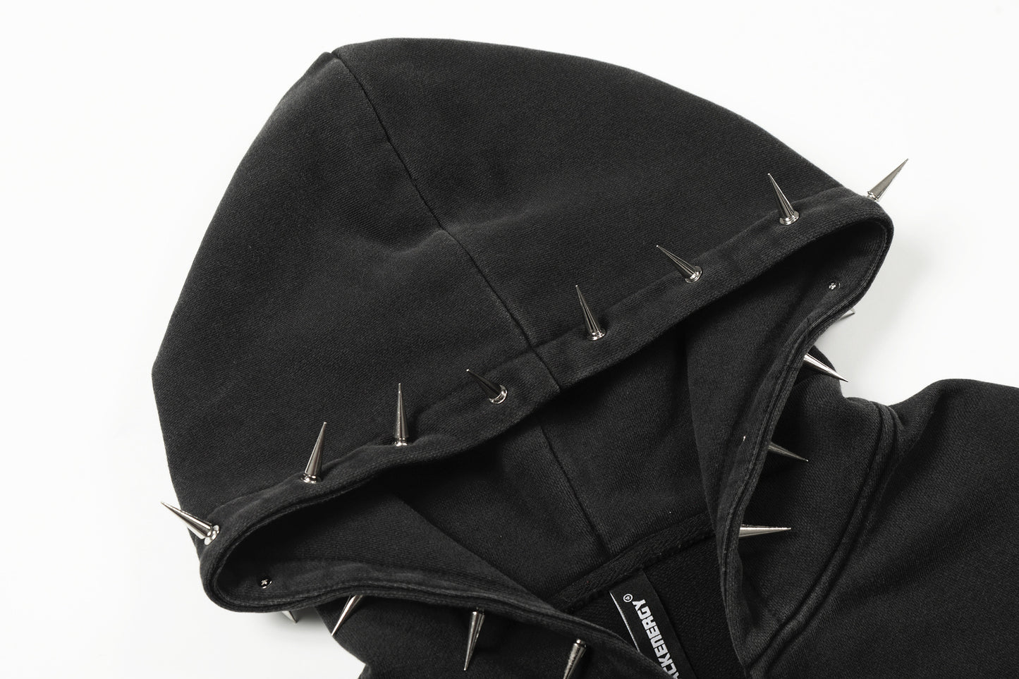 Washed Studs Zipper Hoodie WN23045